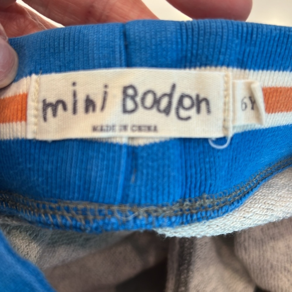 Mini Boden Gray and Blue Athletic Shorts with Elastic Waistband - Picture 3 of 3